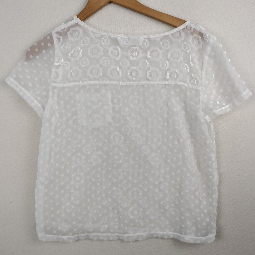 Abercrombie & Fitch White Shear Fairy Top Womens M Floral Gauzy Cottagecore Y2K - Picture 11 of 15